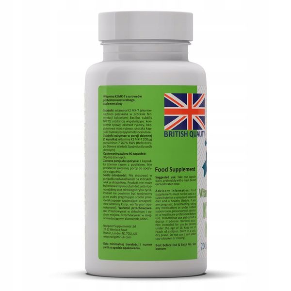 Suplement diety Navigator Supplements witamina k2 200 mcg kapsułki 90 szt. zdjęcie 5
