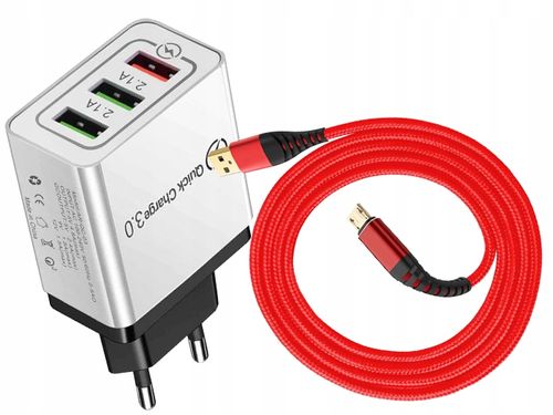 ŁADOWARKA SIECIOWA QC 3.0 + KABEL MICRO USB 3M na Arena.pl