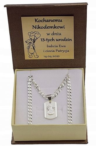 Łańcuszek Srebrny Diamentowany 3,80 mm z Medalikiem pr 925 Grawer Gratis na Arena.pl