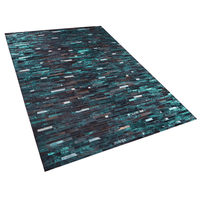 Dywan skórzany 140 x 200 cm brązowo-niebieski KISIR