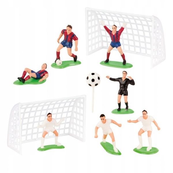 PIŁKARZE NA TORT DEKORACJA ZESTAW PIŁKARZYKI BRAMKA BOISKO FIGURKI zdjęcie 1