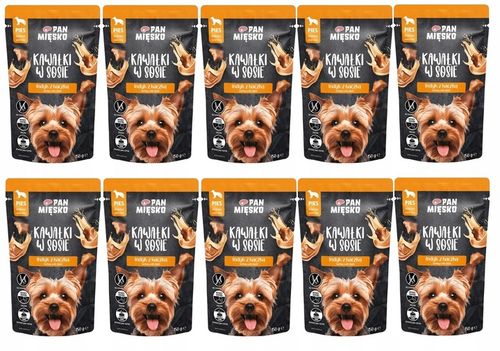 Pan Mięsko Karma mokra dla psa Kawałki w sosie INDYK z KACZKĄ 10x150g na Arena.pl