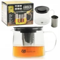 DZBANEK SZKLANY Z STALOWYM ZAPARZACZEM ZAPARZACZ DO HERBATY ZIÓŁ 1000 ML