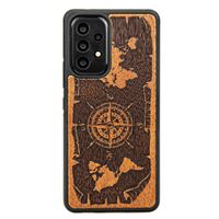 drewniane etui na samsung galaxy a73 5g róża wiatrów merbau