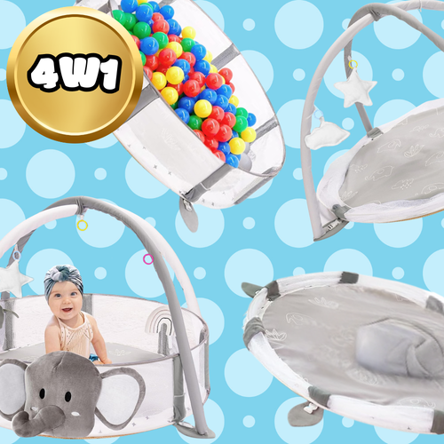 mata edukacyjna dla niemowląt interaktywna 4w1 słonik piłeczki maskotki na Arena.pl