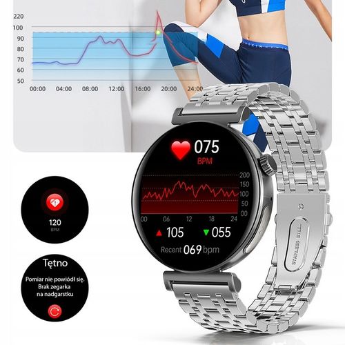SMARTWATCH ZEGAREK DAMSKI EKG CIŚNIENIE TĘTNO ROZMOWY SMART WATCH MENU PL na Arena.pl