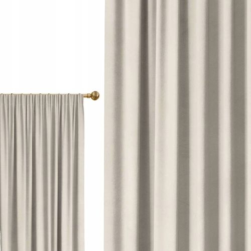 ZASŁONA WELUROWA NA TAŚMIE NA ŻABKI 140x250 KASZMIROWY BEŻOWA GRUBA na Arena.pl