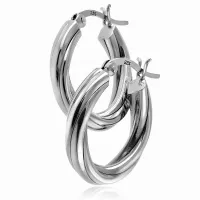 ELEGANCKIE SREBRNE KOLCZYKI GRUBE KOŁA KÓŁKA 2CM KRĘCONE SPIRALKI SPIRALE