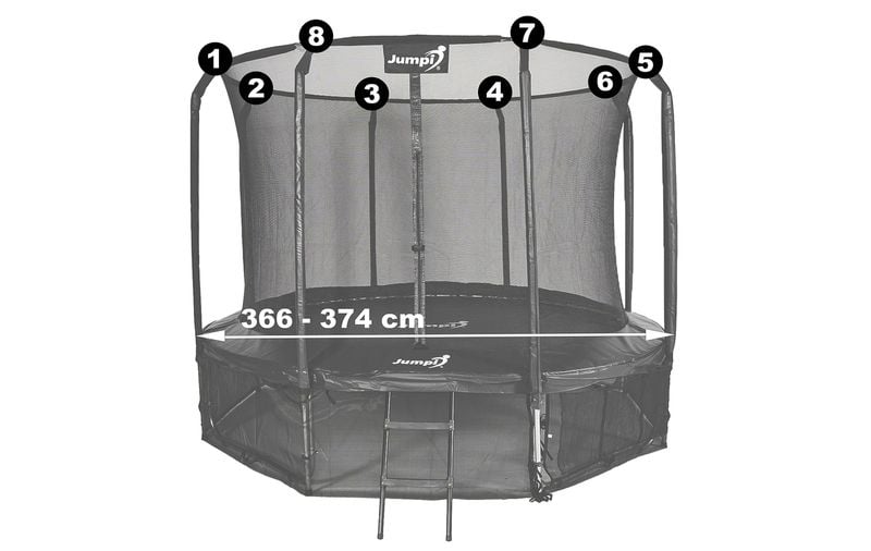 Siatka wewnętrzna do trampoliny z ringiem 12FT 374cm na 8 słupków JUMPI na Arena.pl
