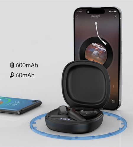 Słuchawki douszne OWS bezprzewodowe TWS Bluetooth 5.3 - czarne na Arena.pl