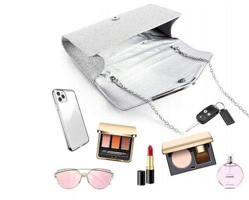 Wieczorowa Srebrna Torebka Kopertówka Wizytowa na Arena.pl