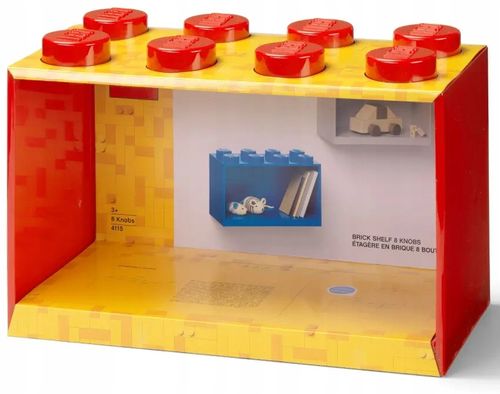 lego - półka w kształcie klocka z ośmioma wypustkami - czerwona na Arena.pl