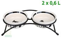 TRIXIE Miski ceramiczne na stojaku dla psa miska na wodę karmę 2x0,6 L