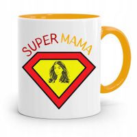 Kubek Żółty Prezent Dla Super Mamy Matki Mamusi Z Nadrukiem Ze Zdjęciem