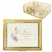 SZKATUŁKA SZKLANA na BIŻUTERIĘ Prezent DLA MAMY DZIEŃ MATKI URODZINY MAMY