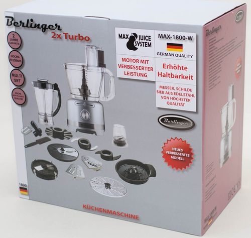 WIELOFUNKCYJNY ROBOT KUCHENNY BERLINGER 1800W BLENDER SZATKOWNICA MŁYNEK na Arena.pl