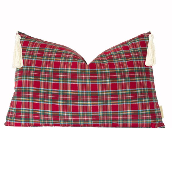 Poszewka Świąteczna KRATA CZERWONA Boże Narodzenie Chwosty 40x40cm zdjęcie 5