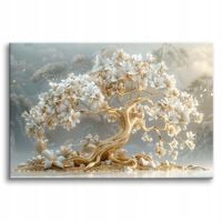 Elegancki Obraz na płótnie do salonu Złote drzewko szczęścia Glamour