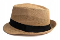 Kapelusz Damski Męski Trilby Słomkowy Plażowy Miejski Lekki Letni Brąz 60