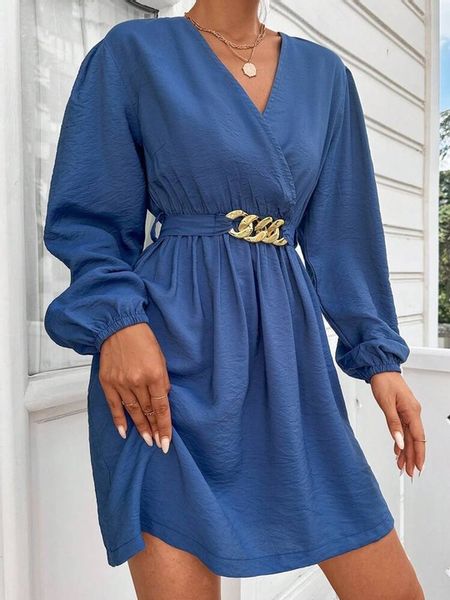 SHEIN NIEBIESKA SUKIENKA MINI PASEK (M) zdjęcie 4