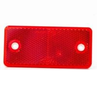 Odblask prostokątny CZERWONY 90x40mm z dwoma otworami - DOB-034