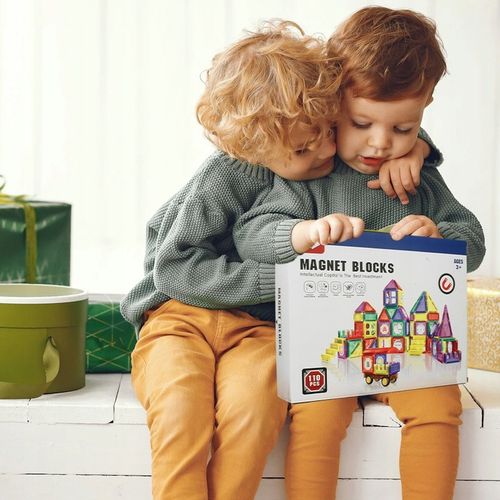 DUŻE Klocki Magnetyczne 3D Panele Konstrukcyjne Edukacyjne 110 el. Dom Auto na Arena.pl