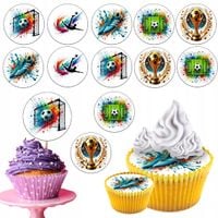 OPŁATEK na BABECZKI MUFFINKI zestaw na urodziny 12szt - PIŁKA NOŻNA SPORT