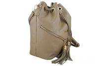 Torebka damska - worek z frędzlami - Beżowa