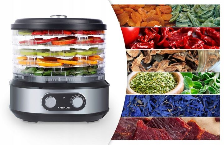Suszarka Spożywcza do Grzybów Owoców Warzyw Dehydrator INOX 450W Krexus zdjęcie 7