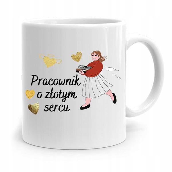 Dla Pracownika Robotnika Kubek O Złotym Sercu Z Nadrukiem Ze Zdjęciem zdjęcie 1