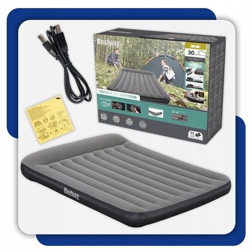 MATERAC DMUCHANY Z POMPKĄ USB ŁÓŻKO DO SPANIA 203 x 152 CM BESTWAY 671BS na Arena.pl