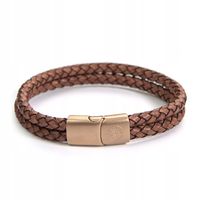 BETLEWSKI męska skórzana bransoletka ze skóry stal nierdzewna