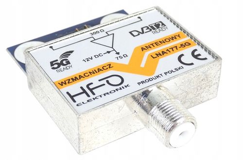Wzmacniacz antenowy DVB-T2 dopuszkowy LNA-177 5G 27dB zasilanie 12V na Arena.pl