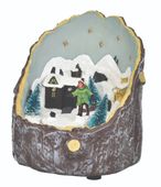 scena bożonarodzeniowa led i muzyka z łyżwiarzami  bateria 3aa