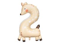 Balon foliowy cyfra "2" zwierzątko Sarenka, 62x108 cm