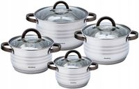 Garnki ZESTAW GARNKÓW KOMPLET 8 el. STAL NIERDZEWNA Indukcja Gaz KLAUSBERRG