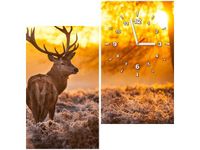 60X60CM ZEGAR JELEŃ OBRAZ DREWNO ŚCIAN KWADRAT