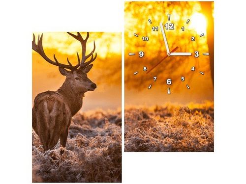 60X60CM ZEGAR JELEŃ OBRAZ DREWNO ŚCIAN KWADRAT na Arena.pl