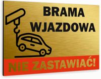Tabliczka znak informacyjny 20x15 Złota BRAMA WJAZDOWA Nierdzewna NADRUK UV