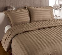 240x200/260 HOTEL STRIPE brąz kpl pościeli satyna bawełniana