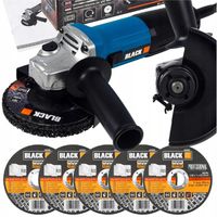 ZESTAW SZLIFIERKA KĄTOWA 125MM 710W + 5X TARCZA DO CIĘCIA BLACK