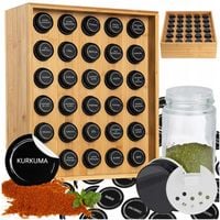 PRZYPRAWNIK regał NA PRZYPRAWY zioła bambusowy ORGANIZER SŁOICZKI NAKLEJKI