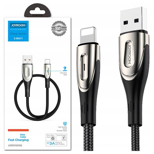kabel usb do lightning joyroom sharp s-m411 2.4a, 3m (czarny) na Arena.pl