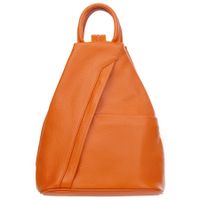 VERA PELLE plecak damski skórzany elegancki trójkątny V509 pomarańczowy