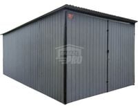 Garaż blaszany 3x4 - Brama - jasny szary - Dach spad w tył GP575