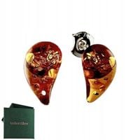 KOLCZYKI SREBRNE z CERTYFIKOWANYM Bursztynem Sztyft SREBRO 925 na Prezent