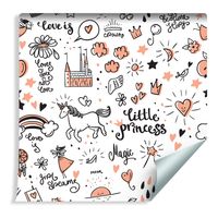 Tapeta Dla Dzieci Do Pokoju Dziewczynki - Jednorożce i Wzorki