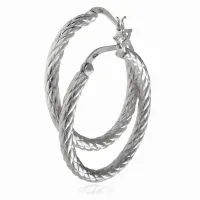 ELEGANCKIE SREBRNE KOLCZYKI GRUBE KOŁA KÓŁKA 3CM Z WYCISKANEM WZOREM WZÓR