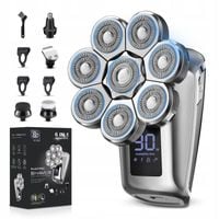 8D Elektryczna golarka głowy dla łysych mężczyzn,6w1, wodoodporna,srebrny