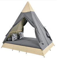 Zestaw wypoczynkowy do ogrodu leżak namiot tipi z poduszkami leżanka